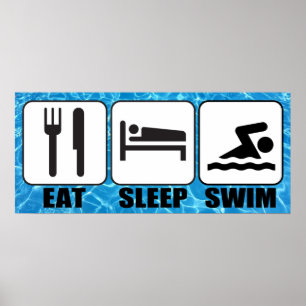 Swimming Bassäng/Aquatic Center "Eat, Sömn, Simma" Poster