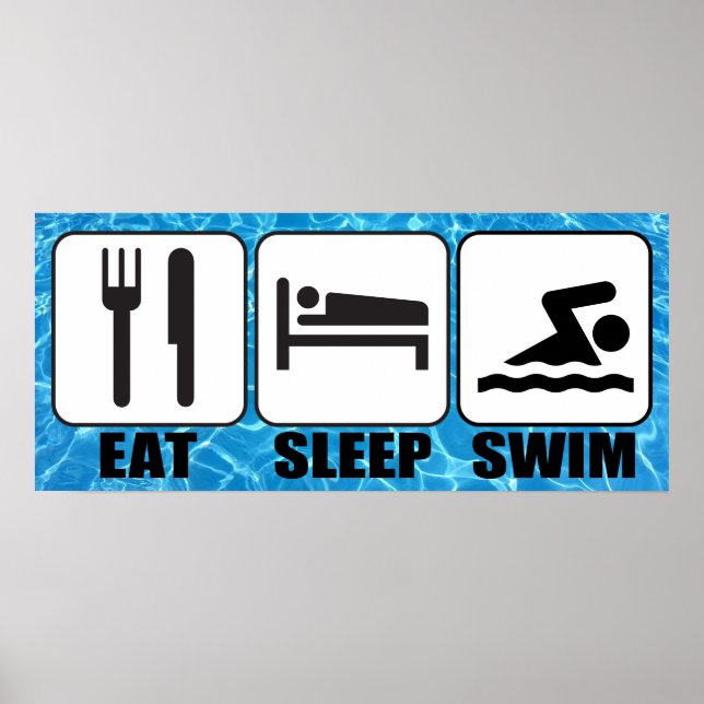Swimming Bassäng/Aquatic Center "Eat, Sömn, Simma" Poster (Framsidan)