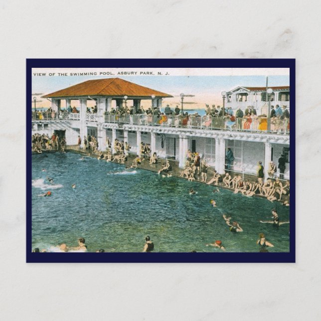 Swimming Bassäng, Asbury Park, NJ Vintage Vykort (Framsida)