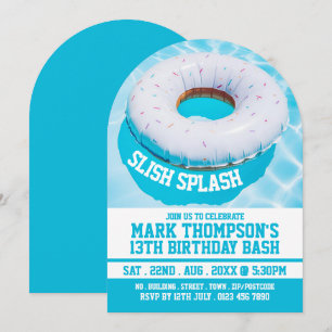 Swimming Bassäng Donut, födelsedagen Bassäng Party Inbjudningar