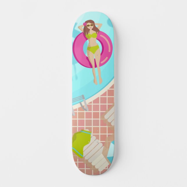 Swimming bassäng flicka i bikini sommar mini skateboard bräda 18,5 cm (Framsida)
