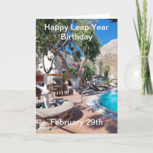 Swimming Bassäng Leap Year Birday Card Kort