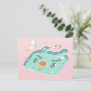 Swimming Bassäng Meddelande Vykort