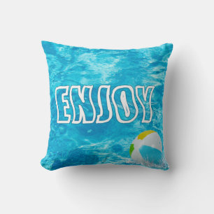 Swimming Bassäng Njoy Text Dekorativ kudde