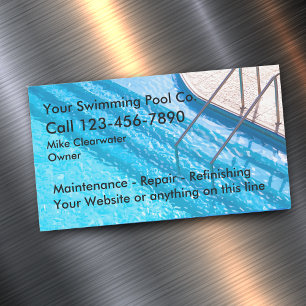 Swimming Bassäng Service Business Magnets Visitkortmagnet