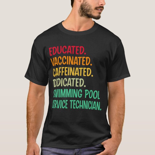 Swimming Bassäng Service Technician. Utbildat Vacc T Shirt (Framsida)