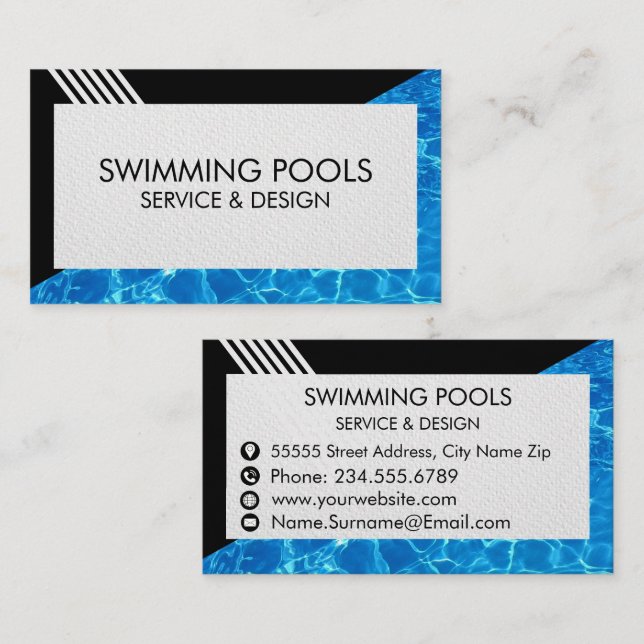 Swimming Bassäng Services Affärskort Visitkort (Fram/baksida)