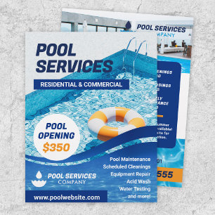 Swimming Bassäng Services Company Flyer-mall Reklamblad