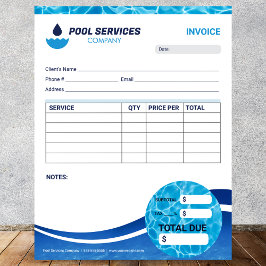 Swimming Bassäng Services Fakturaformulär Anteckningsblock