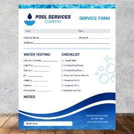 Swimming Bassäng Services | Formulär för underhåll Anteckningsblock