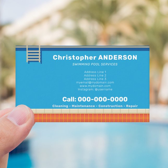 Swimming Bassäng Services Visitkort (Swimming Pool Services Business Card)