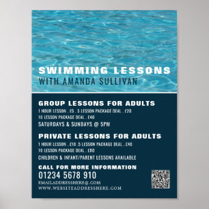 Swimming Bassäng, Swimming Lesson Advertising Poster