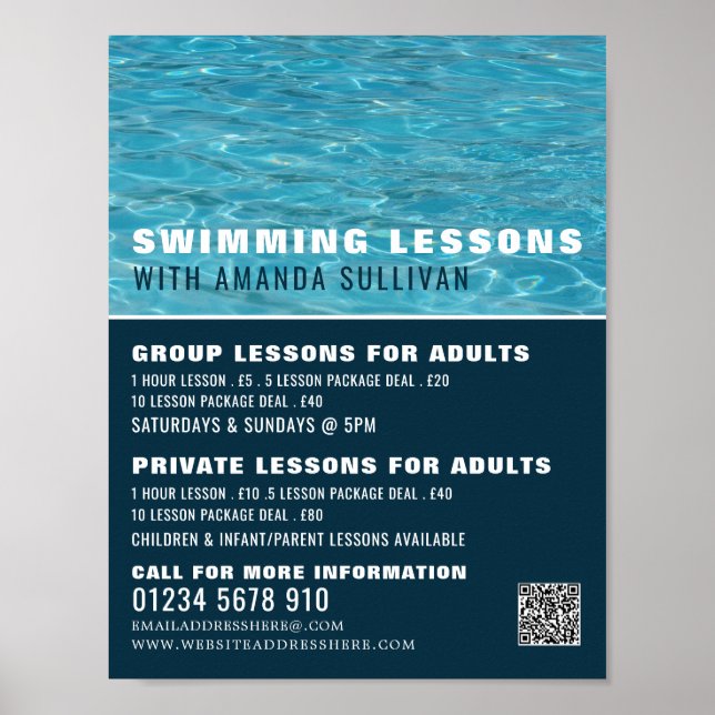 Swimming Bassäng, Swimming Lesson Advertising Poster (Framsidan)