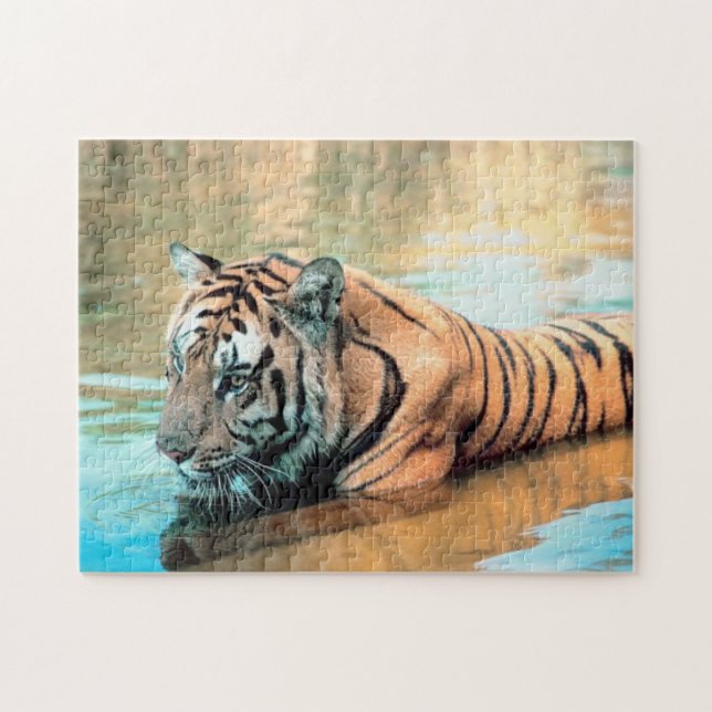 Swimming Bengal Tiger Pussel (Horisontell)