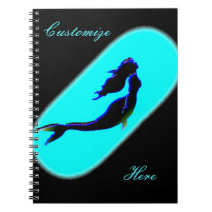 swimming black mermaid anteckningsbok