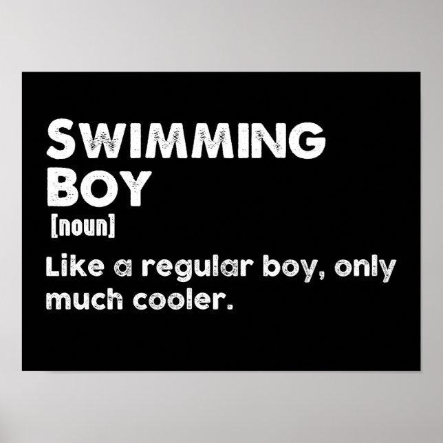 Swimming Boy Funny Definition Siwmmer Poster (Framsidan)