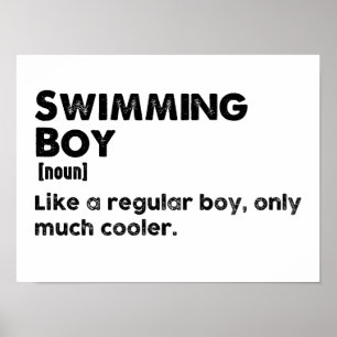 Swimming Boy Funny Definition Swimmer Poster