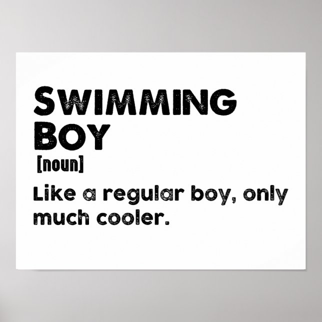 Swimming Boy Funny Definition Swimmer Poster (Framsidan)
