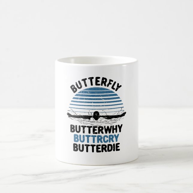 Swimming - Butterfly ButterVarför Swimming Gift Kaffemugg (Center)