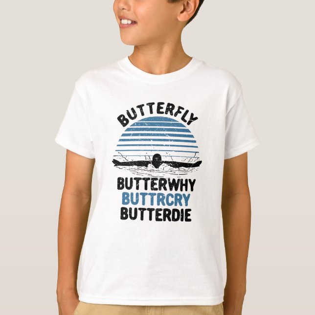 Swimming - Butterfly ButterVarför Swimming Gift T Shirt (Framsida)