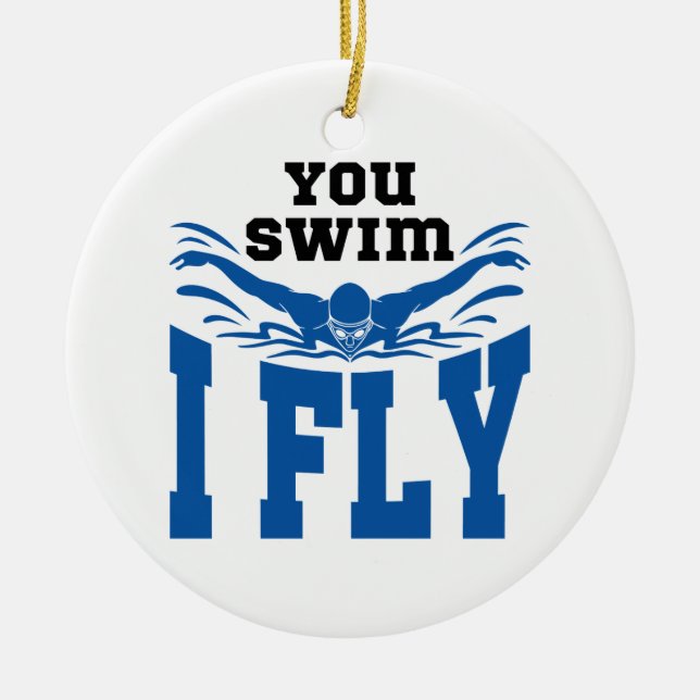 Swimming Butterfly Simma I Fly Julgransprydnad Keramik (Framsidan)