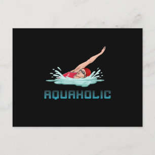 Swimming Cap Goggles Simma Kärlek Funny Swimmer Gi Helg Vykort