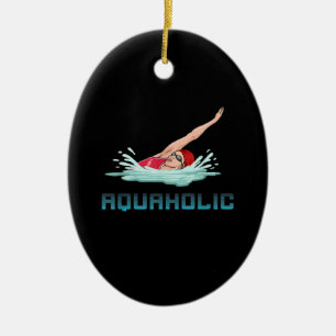 Swimming Cap Goggles Simma Kärlek Funny Swimmer Gi Julgransprydnad Keramik