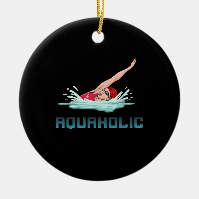 Swimming Cap Goggles Simma Kärlek Funny Swimmer Gi Julgransprydnad Keramik (Framsidan)