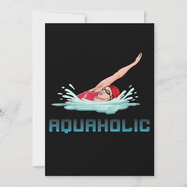 Swimming Cap Goggles Simma Kärlek Funny Swimmer Gi Julkort (Framsida)