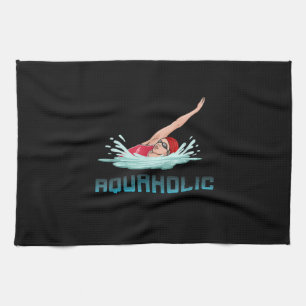 Swimming Cap Goggles Simma Kärlek Funny Swimmer Gi Kökshandduk