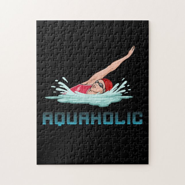 Swimming Cap Goggles Simma Kärlek Funny Swimmer Gi Pussel (Vertikal)