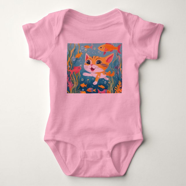 Swimming Cat T Shirt (Framsida)