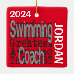 Swimming Coach Extraordinaire ANPASSNINGSBAR Julgransprydnad Keramik