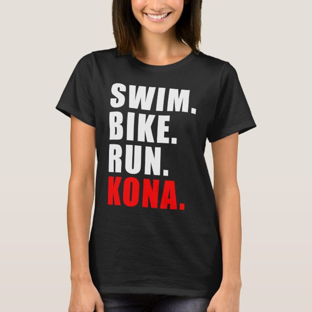 SWIMMING CYCLING RUNNING KONA 2023 TRIATHLETE MANA T SHIRT (Framsida)