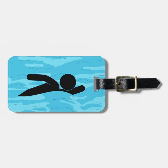 Swimming Design Luggage Tag Bagagebricka (Horisontell Framsida)
