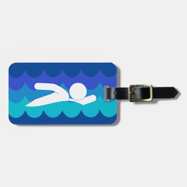 Swimming Design Luggage Tag Bagagebricka (Horisontell Framsida)