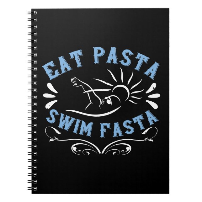 Swimming - Eat Pasta Simma Fasta Anteckningsbok (Framsidan)