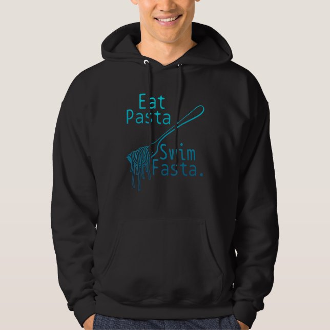 Swimming Eat Pasta Simma Fasta Funny Swimmer Hoodie (Framsida)
