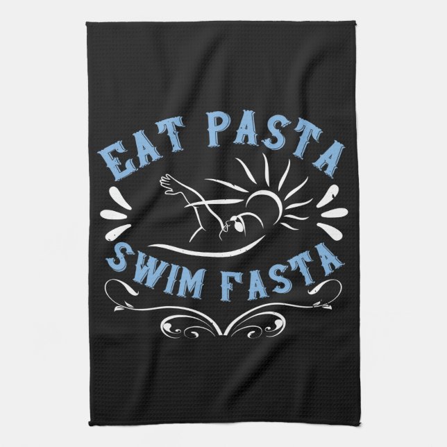 Swimming - Eat Pasta Simma Fasta Kökshandduk (Vertikal)