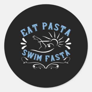 Swimming - Eat Pasta Simma Fasta Runt Klistermärke