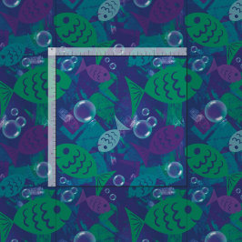 Swimming Fish and Bubbles Vibrant Reef Mönster Tyg