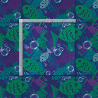 Swimming Fish and Bubbles Vibrant Reef Mönster Tyg