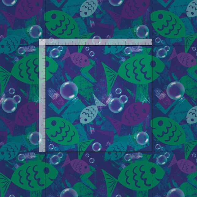 Swimming Fish and Bubbles Vibrant Reef Mönster Tyg (Skapare uppladdad)