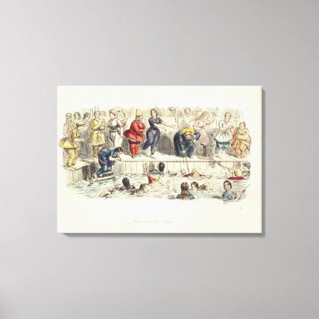 Swimming for Dam, 1844 (litho) Canvastryck (Framsida)