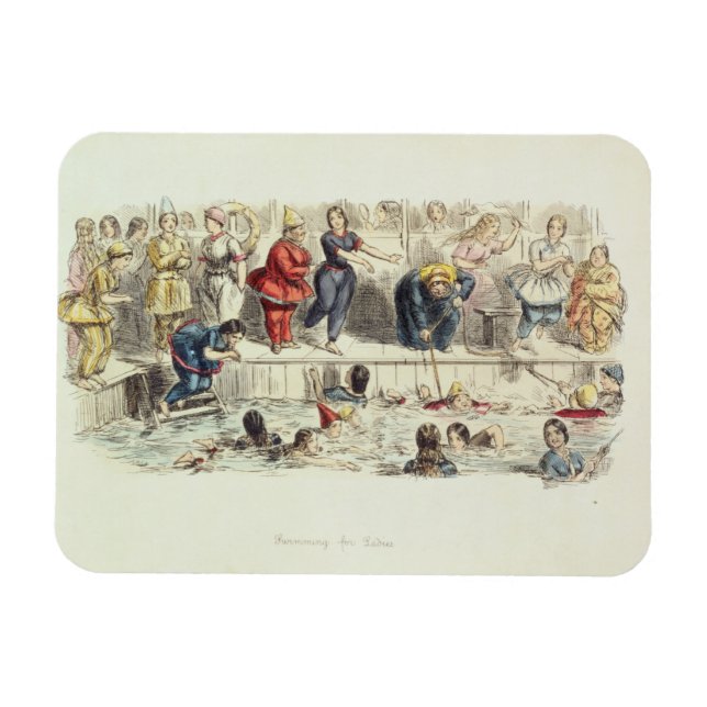 Swimming for Dam, 1844 (litho) Magnet (Horisontell)
