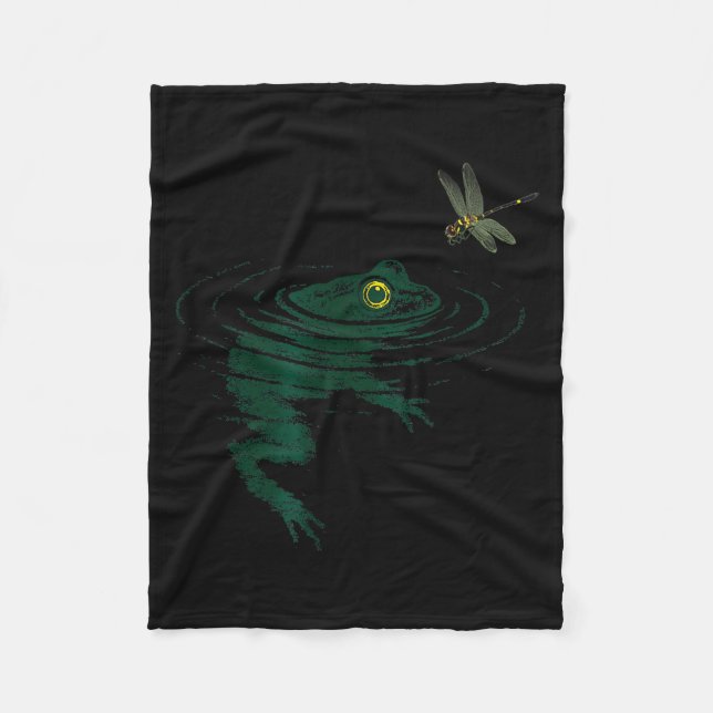 Swimming Frog,dragonfly Frog, Funny Animal Graphic Fleecefilt (Framsidan)