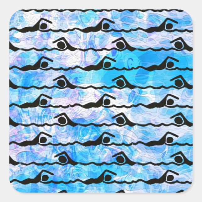 SWIMMING FYRKANTIGT KLISTERMÄRKE (Framsida)