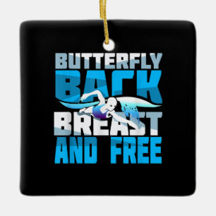 Swimming Gift for Swimmer Julgransprydnad Keramik
