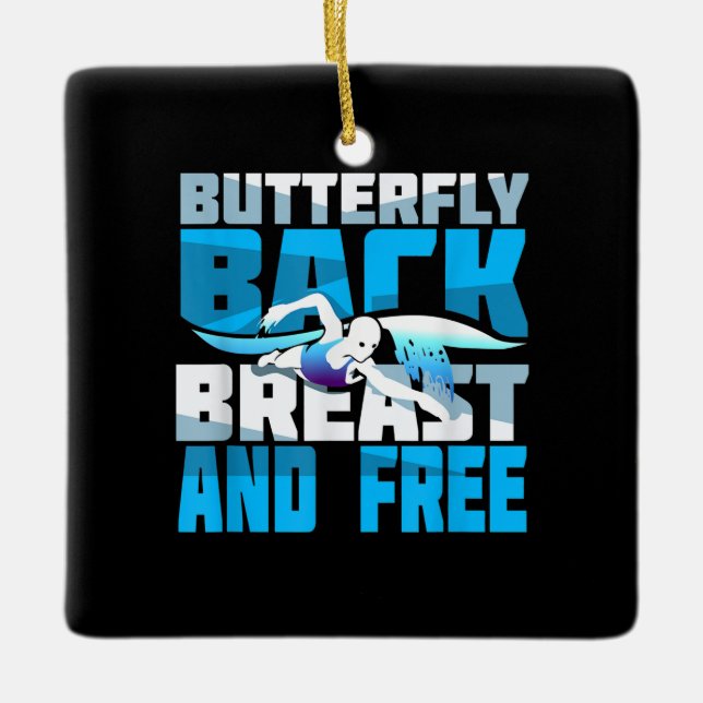 Swimming Gift for Swimmer Julgransprydnad Keramik (Framsida)