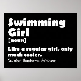 Swimming Girl Definition Funny Swimmer Girls Poster